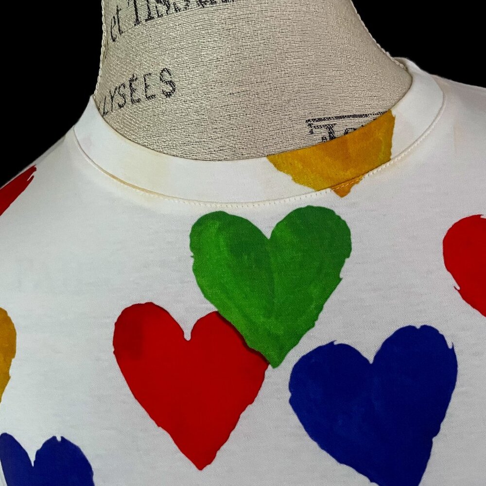 Gorgeous Akris Heart Prints Cotton Top: Size L/XL